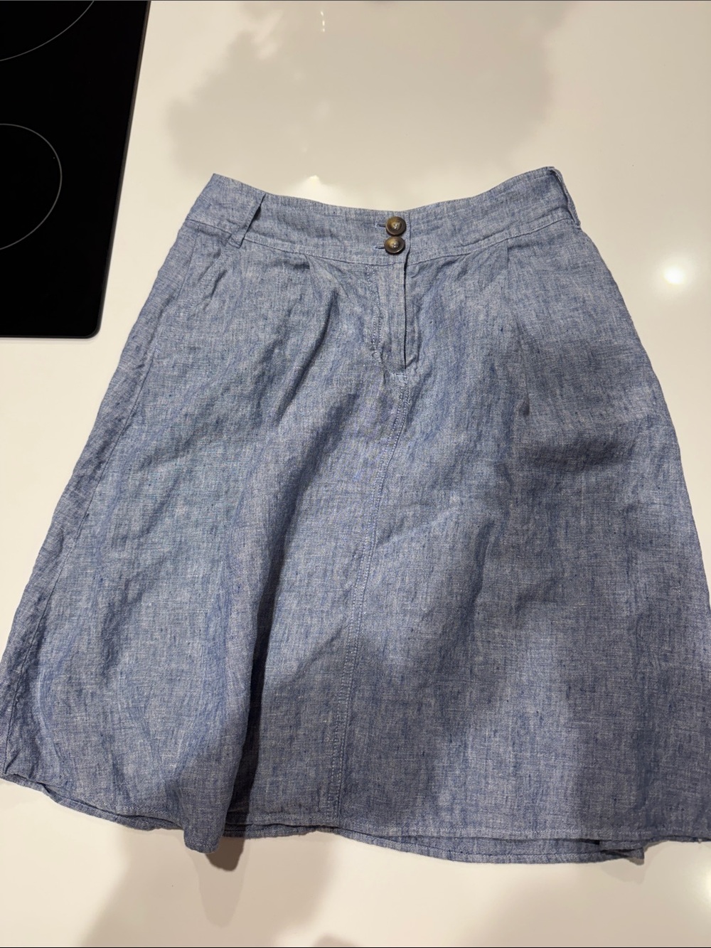 Boden Blue Chambray Linen Skirt